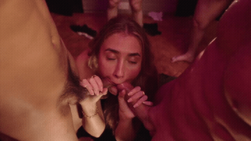Blowjob British Cum Gangbang GIF