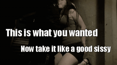 Blowjob From A Brunette Sissy: How To Take It Like A Good Sissy GIF