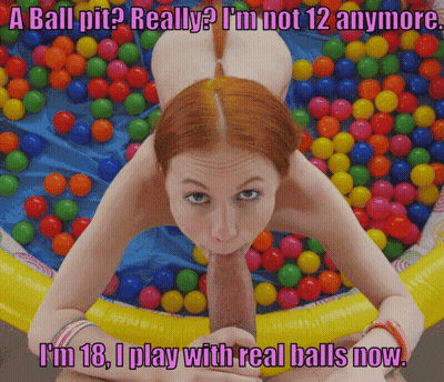 Blowjob From A Teen Red Head With A Caption That Says 'Family' And 'POV'. GIF