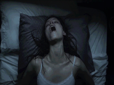 Brunette Babe Gets Orgasm Face In Sweaty White Shirt GIF