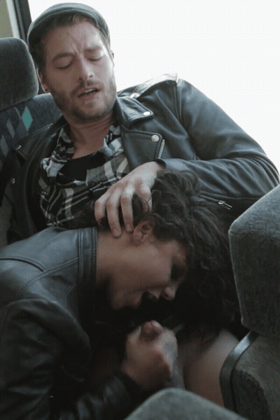 Brunette Car Sex: Handjob In Public GIF