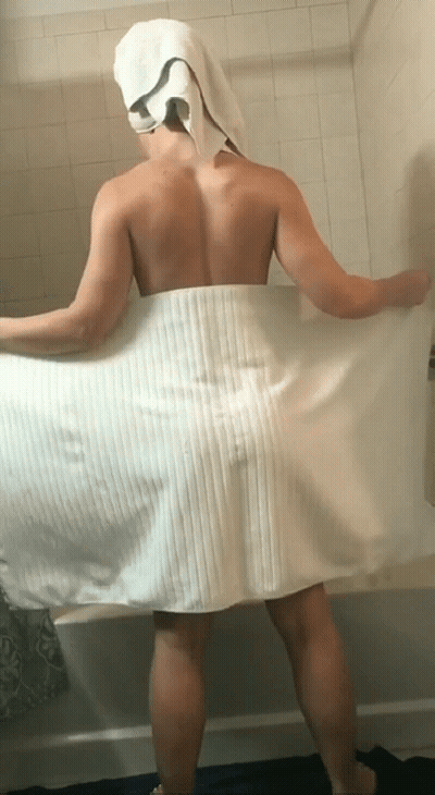 Brunette Teen's Perfect Ass: Fresh Out Of The Shower GIF