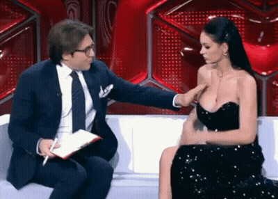 Busty Brunette Amateur Gets Interviewed By A Guy With A Big Dick GIF