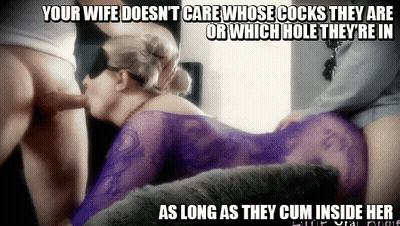 Cuckold Captions: As Long As They Cum GIF