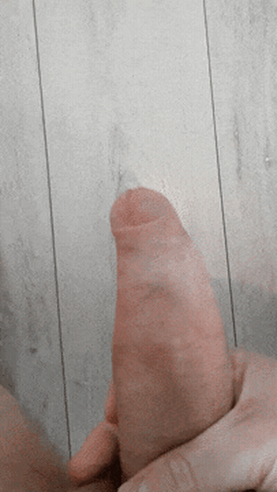 Cumshot King: Thick, Uncut Cock Selfshot GIF
