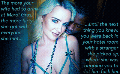 Hotwife Mardi Gras Caption: Cuckold Interracial Fun GIF