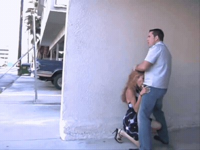 Outdoor Blowjob: Teen Gets Nailed In Public GIF