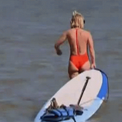 Renee WWE Divas Surfing In Bikini GIF