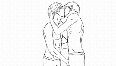 Sexy Cartoon Drawing Of Two Guys Kissing GIF