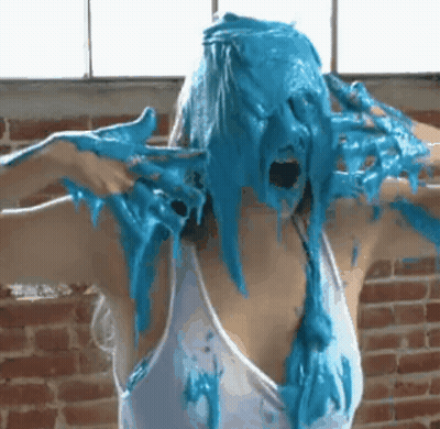Slimy Messy Fetish: Woman Gets Covered In Gunge GIF